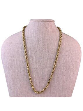 Avon Womens Gold Tone Metal Rope Chain Necklace Vintage Design